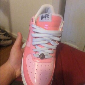 Bape Glossy Pink Athletic Sneakers